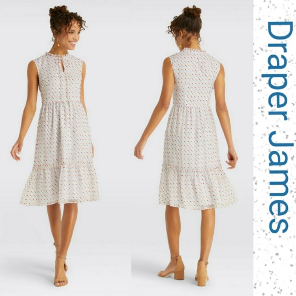 NWT New Draper James Swiss Dot Tiered Retro PRIDE Dress 14